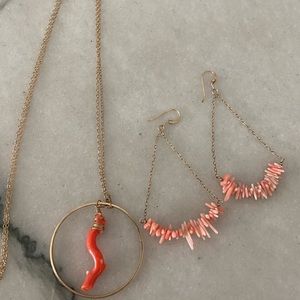 Genuine Coral necklace and earrings from Hawaii Island